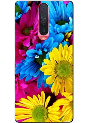 Силиконовый чехол бампер для xiaomi pocophone x2 с рисунком хризантемы