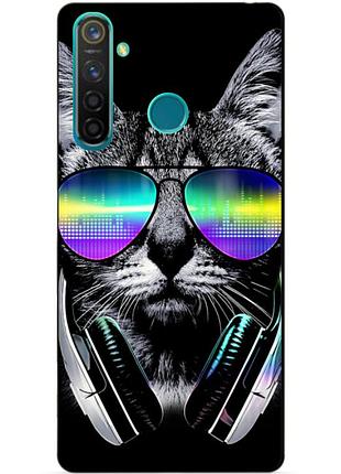 Силіконовий чохол бампер для realme 5 pro з малюнком музичний кіт