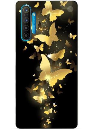 Силіконовий чохол бампер для realme xt з малюнком золоті метелики