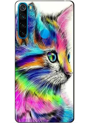 Силиконовый чехол бампер для xiaomi redmi note 8 с рисунком акварельный котик