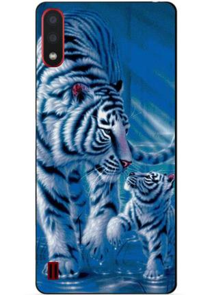 Силиконовый бампер чехол для samsung a01 galaxy a015f с рисунком тигры