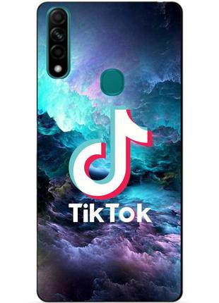 Силиконовый бампер чехол для oppo a31 с рисунком tik tok