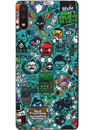 Силиконовый бампер чехол для samsung a01 galaxy a015f с рисунком стикеры