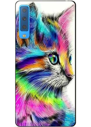Силиконовый бампер чехол для samsung a7 2018 galaxy a750 с рисунком акварельный котик