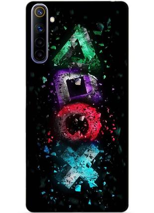 Силиконовый чехол бампер для realme 6 с рисунком sony playstation