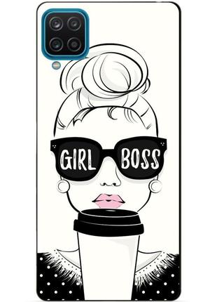 Силиконовый бампер чехол для samsung a12 с рисунком girl boss