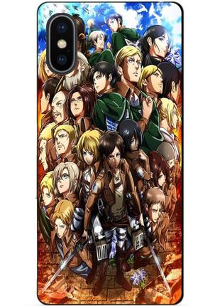 Силиконовый бампер чехол для iphone xs max с аниме атака титанов