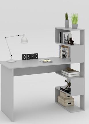 Комплект мебели в детскую комнату "стеллаж + письменный стол + шкаф" серый/белый4 фото