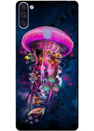 Силиконовый бампер чехол для samsung m11 с рисунком медуза