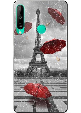 Силиконовый чехол бампер для huawei p40 lite e с рисунком дождь в париже