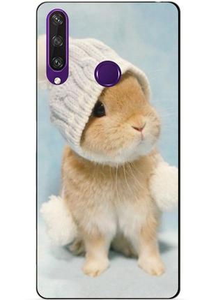 Силиконовый чехол бампер для huawei y6p с рисунком зайка в шапке