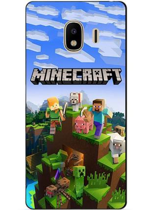 Силиконовый бампер чехол для samsung j2 core galaxy j260 с рисунком minecraft