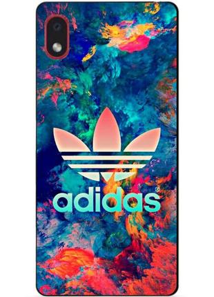 Силиконовый бампер чехол для samsung a01 core с рисунком adidas