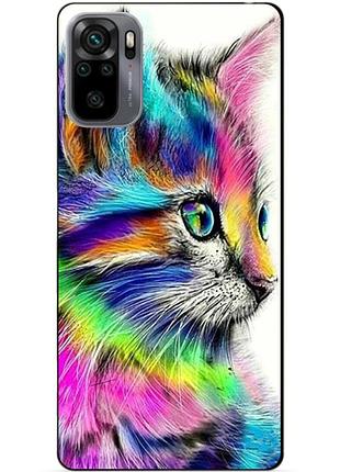 Силіконовий бампер чохол для xiaomi redmi note 10s з малюнком акварельний кіт