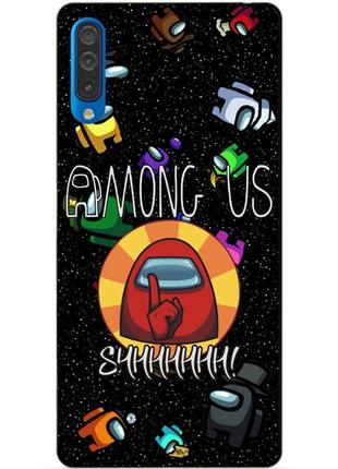 Силиконовый бампер чехол для samsung a50 с рисунком among us