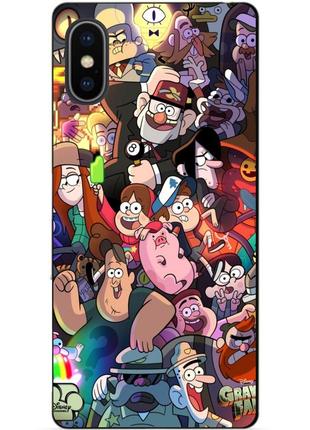 Силиконовый бампер чехол для iphone xs с рисунком gravity falls