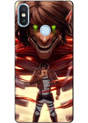 Силиконовый бампер чехол для xiaomi mi a2 lite с аниме attack on titan
