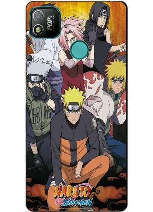 Силиконовый бампер чехол для tecno pop 4 с рисунком naruto аниме