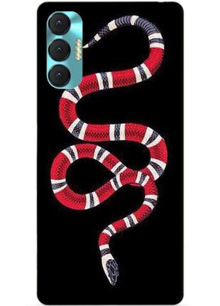 Силиконовый бампер чехол для tecno spark 8p с рисунком змея гуччи