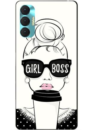 Силиконовый бампер чехол для tecno spark 8p с рисунком girl boss