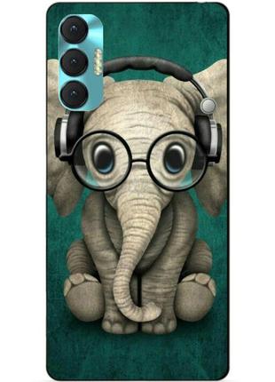 Силиконовый бампер чехол для tecno spark 8p с рисунком слоник