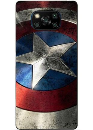 Силіконовий бампер чохол для xiaomi poco x3 з малюнком капітан америка