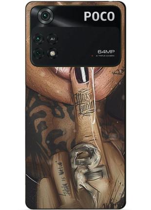 Силиконовый бампер чехол для xiaomi poco m4 pro 4g с рисунком swag