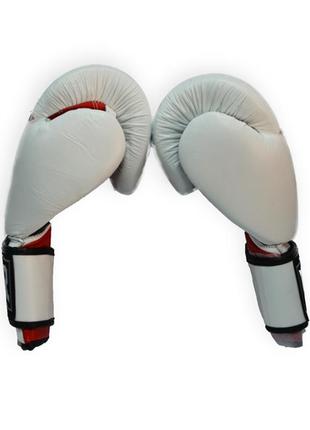 Перчатки боксерские 14 унций (397 г) кожзам thor ring star 14oz бело-красно-черные на...