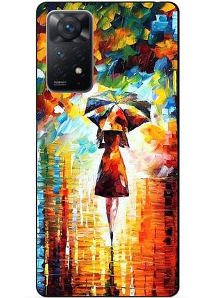 Силиконовый бампер чехол для xiaomi redmi note 11 pro с картинкой прогулка