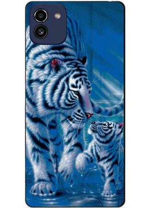 Силиконовый бампер чехол для samsung a03 с рисунком тигры