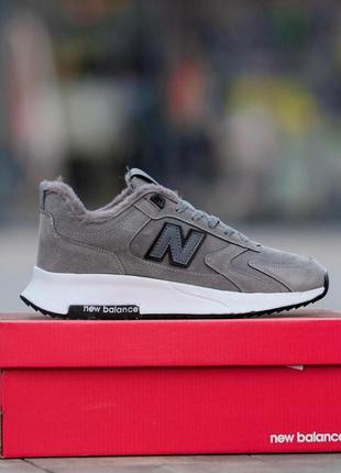 Зимові кросівки new balance grey / нью беланс ciрi хутро