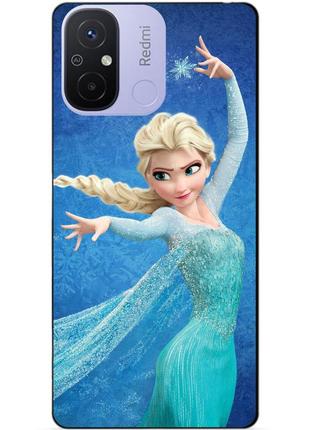 Силиконовый бампер чехол для xiaomi redmi 12c с рисунком эльза