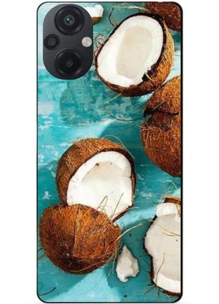 Силиконовый бампер чехол для xiaomi poco m5 с рисунком кокосы