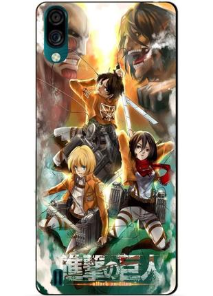 Силиконовый бампер чехол для zte blade a51 lite с рисунком атака на титанов аниме