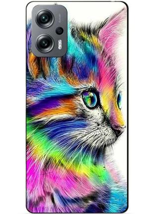 Силіконовий бампер чохол для xiaomi poco x4 gt з малюнком акварельний кіт