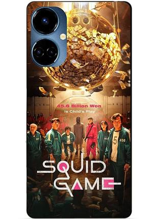 Силиконовый бампер чехол для tecno camon 19/19 pro игра в кальмара