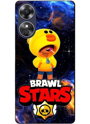 Силиконовый бампер чехол для oppo a17 с героем космический бравл леон утка