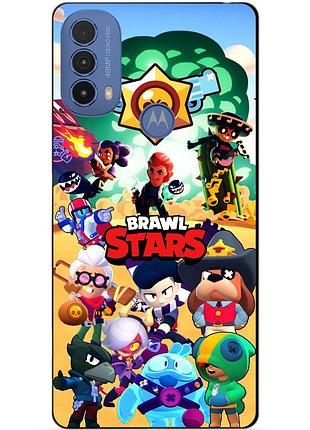 Силиконовый чехол бампер для motorola moto e30 с картинкой бравл силовая лига нокаут леон ворон