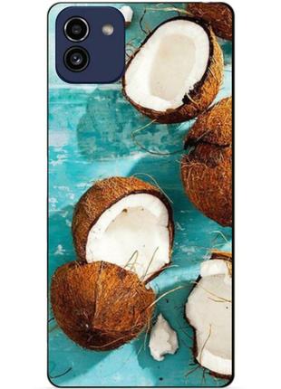 Силиконовый бампер чехол для samsung a03 с рисунком кокосы