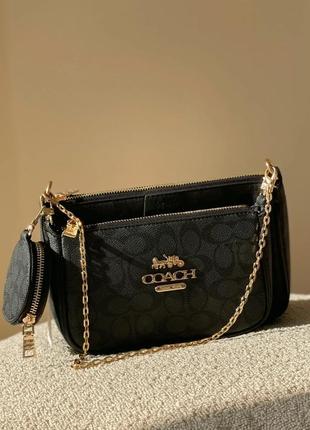 Модна жіноча сумка coach multi black 23*15*6