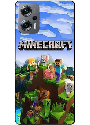 Силиконовый бампер чехол для xiaomi poco x4 gt с рисунком minecraft