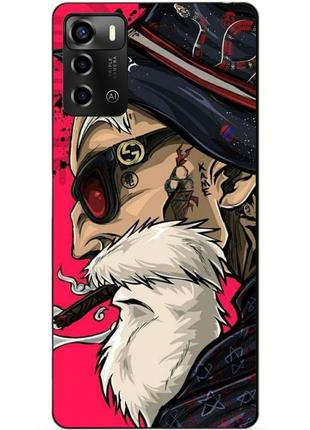 Силиконовый бампер чехол для zte blade a72 с рисунком дед