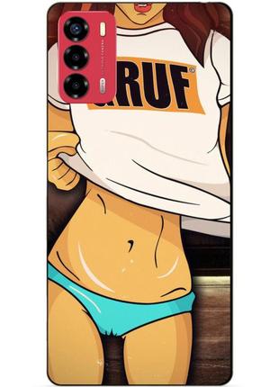 Силиконовый бампер чехол для zte blade v40 vita с картинкой девушка в майке