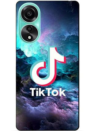 Силиконовый чехол бампер для oppo a78 с рисунком tik tok  тик ток