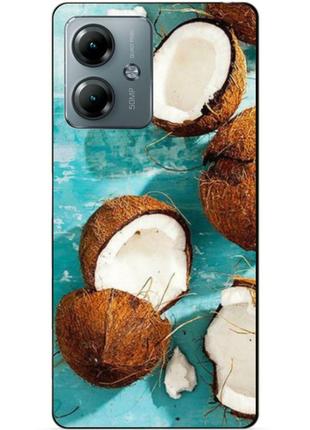 Силиконовый чехол бампер для motorola moto g14 с рисунком кокосы