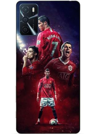 Силиконовый бампер чехол для oppo a16/a54s с рисунком ronaldo mu