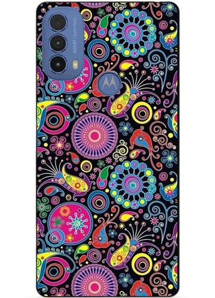 Силиконовый чехол бампер для motorola moto e40 с рисунком восточные узоры