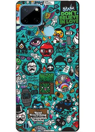 Силиконовый чехол бампер для realme c21y/c25y с рисунком стикеры