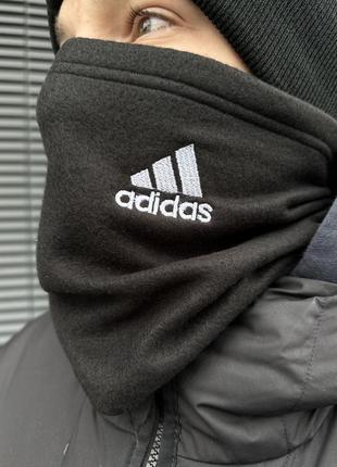 Чоловічий зимовий комплект 3в1 adidas шапка + рукавички + баф до -25 *с чорний адідас (b)5 фото