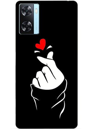 Силиконовый бампер чехол для oppo a57s с рисунком знак любви